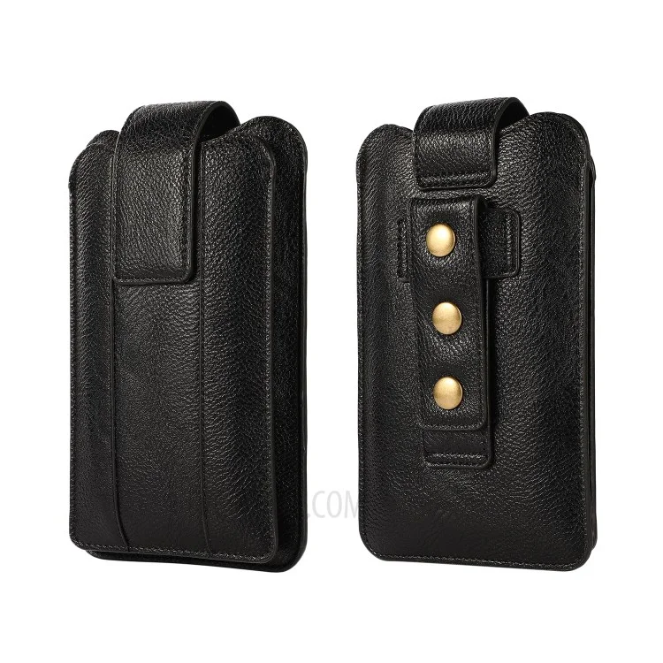 PU Leather Mobile Phone Case Pouch Belt Clip Case Waist Bag Holster (S Size) for Xiaomi Huawei iPhone - Black