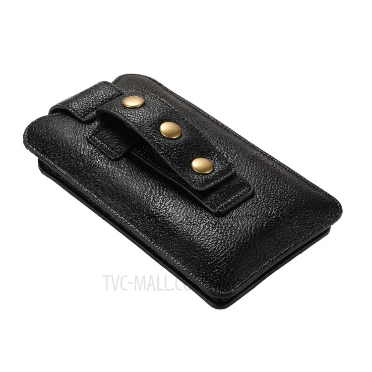 PU Leather Mobile Phone Case Pouch Belt Clip Case Waist Bag Holster (S Size) for Xiaomi Huawei iPhone - Black