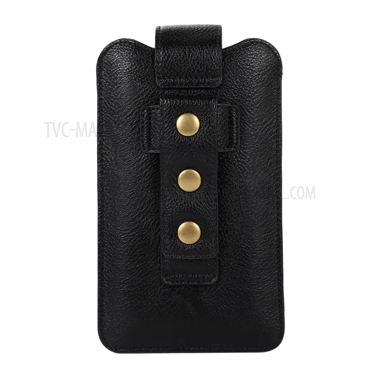 PU Leather Mobile Phone Case Pouch Belt Clip Case Waist Bag Holster (S Size) for Xiaomi Huawei iPhone - Black