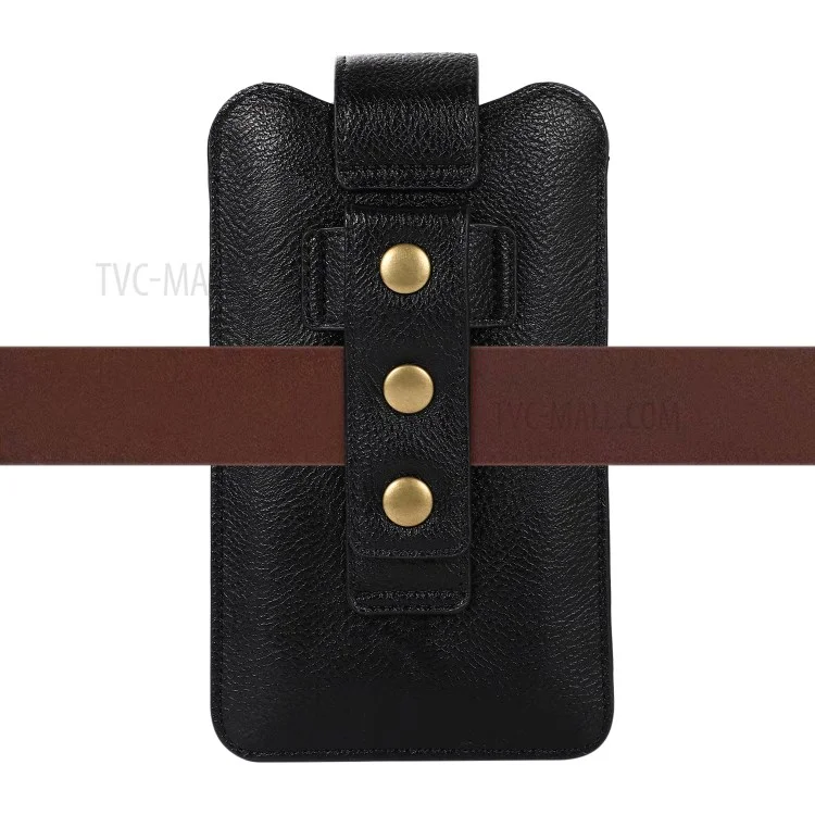 PU Leather Mobile Phone Case Pouch Belt Clip Case Waist Bag Holster (S Size) for Xiaomi Huawei iPhone - Black
