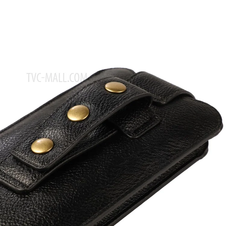 PU Leather Mobile Phone Case Pouch Belt Clip Case Waist Bag Holster (S Size) for Xiaomi Huawei iPhone - Black