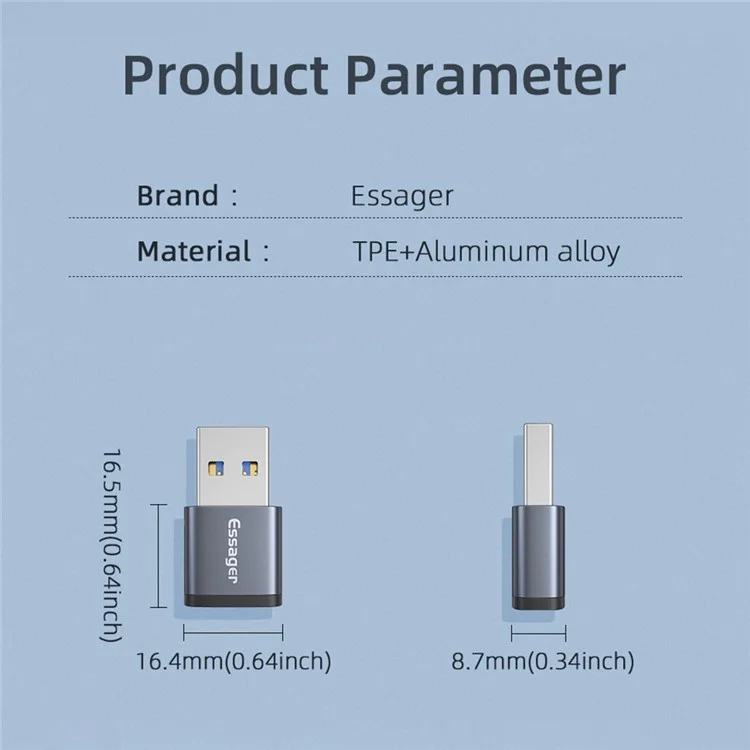 Adaptador ESSAGER USB 3.0 OTG Tipo-C Fêmea para USB Macho Conector USB-C Carregamento Transferência de Dados Conversor
