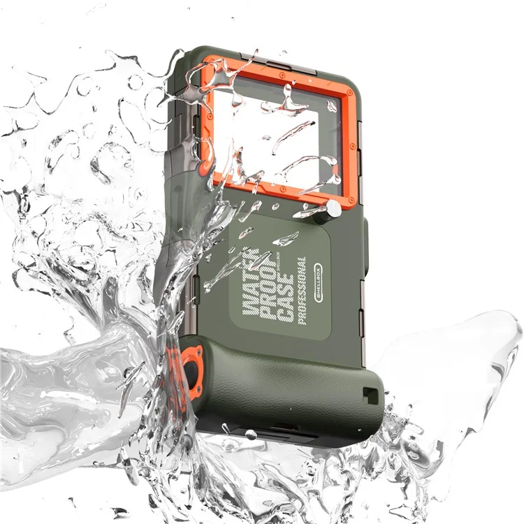 SHELLBOX Diving Case II 15m Underwater Universal Full Body Phone Shell IPX8 Waterproof Cover with Anti-lost Rope - Green