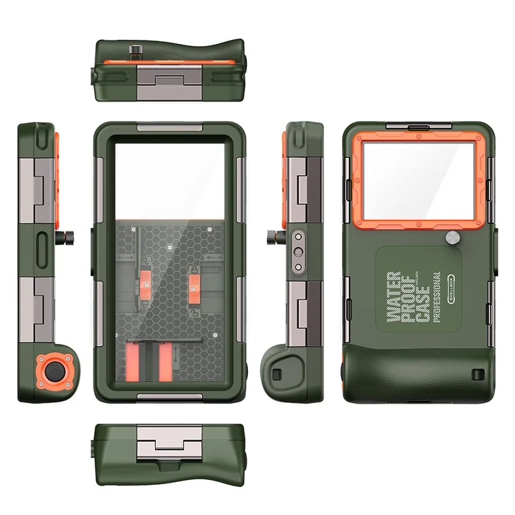 SHELLBOX Diving Case II 15m Underwater Universal Full Body Phone Shell IPX8 Waterproof Cover with Anti-lost Rope - Green