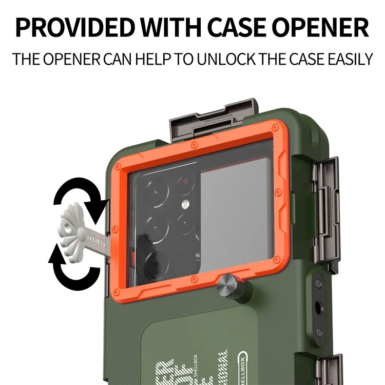 SHELLBOX Diving Case II 15m Underwater Universal Full Body Phone Shell IPX8 Waterproof Cover with Anti-lost Rope - Green