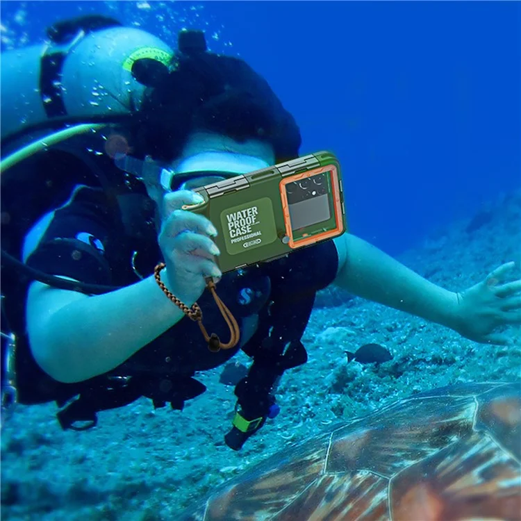 SHELLBOX Diving Case II 15m Underwater Universal Full Body Phone Shell IPX8 Waterproof Cover with Anti-lost Rope - Green