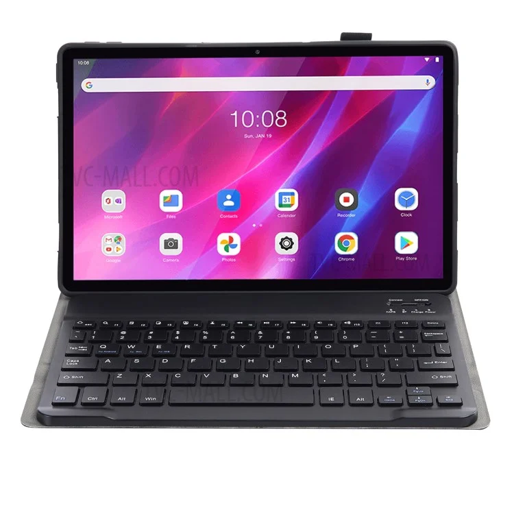 AK10 Detachable 2-in-1 Leather Stand Case with Bluetooth Keyboard for Lenovo Tab K10 TB-X6C6X - Black