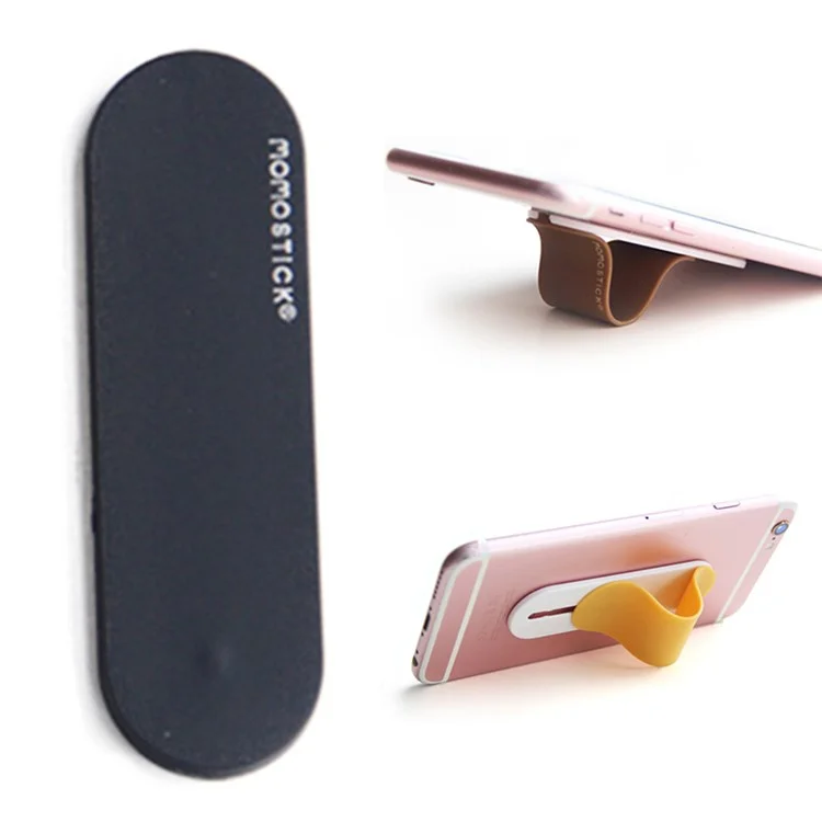 MOMOSTICK Mobile Phone Ring Buckle Bracket Adhesive Multifunctional Cellphone Stand Holder - Black
