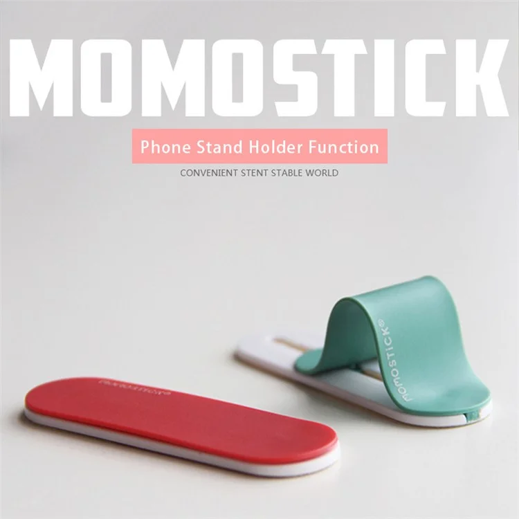 MOMOSTICK Mobile Phone Ring Buckle Bracket Adhesive Multifunctional Cellphone Stand Holder - Black