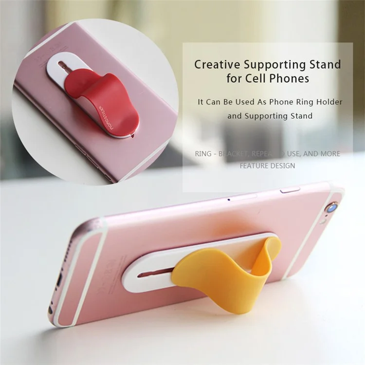 MOMOSTICK Mobile Phone Ring Buckle Bracket Adhesive Multifunctional Cellphone Stand Holder - Black
