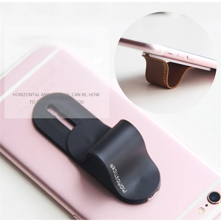 MOMOSTICK Mobile Phone Ring Buckle Bracket Adhesive Multifunctional Cellphone Stand Holder - Black