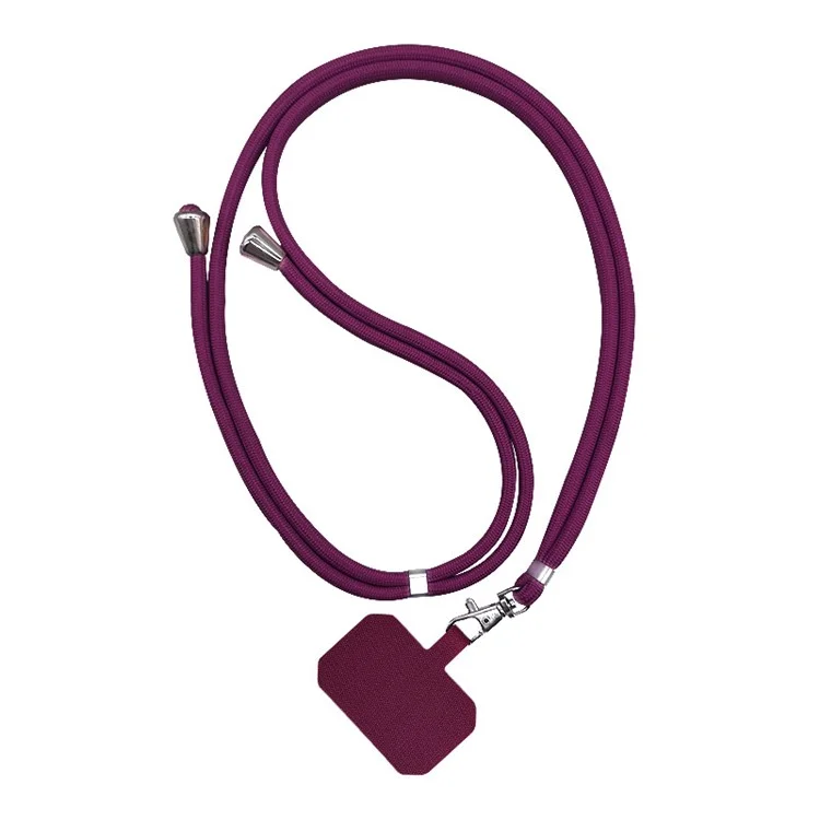 5 Sets/Pack Detachable Adjustable Phone Lanyard Anti-lost Badges Tether Patches Mobile Ropes Neck Straps - Wine Red