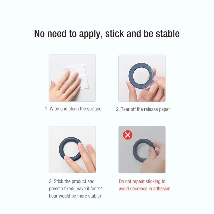 NILLKIN 2 Pezzi Sottile e Compatto Forte Calamita Assorbimento SnapHold Adesivo Magnetico per Smartphone Compatibile con MagSafe - Nero 
