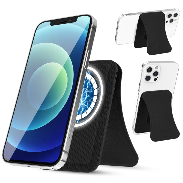 KingxBar Tarjetas Slots Wallet Diseño Magnético Kickstand Teléfono Soporte Soporte Para IPhone 12 Series - Negro