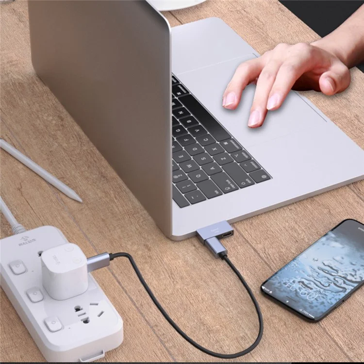 Double Type-C Male to Female Adapter Hub Charging Port Converter for MacBook