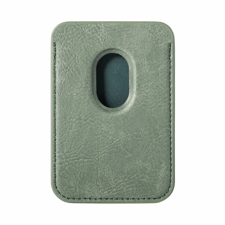 Carbon Fiber Texture Magnetic Absorption PU Leather Credit Card Slot Holder for iPhone 12 / 13 Series - Green