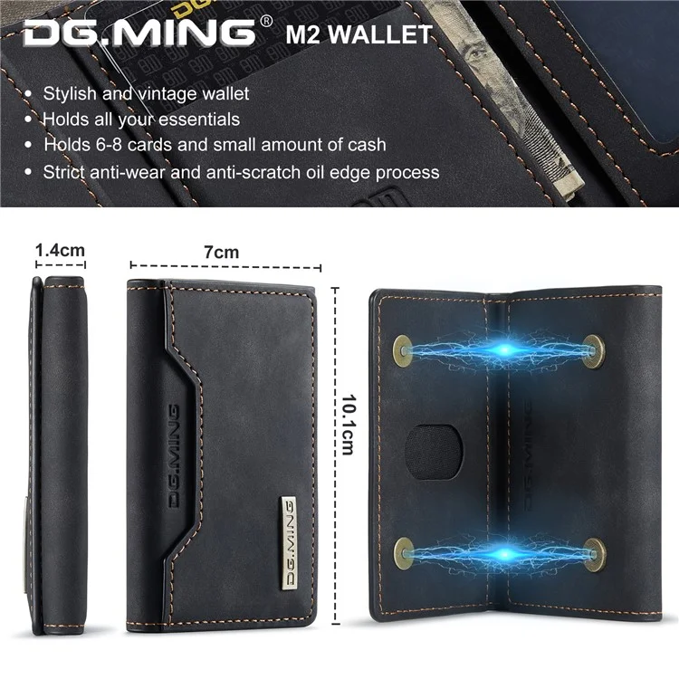 DG.MING M2 Series PU Leather Tri-fold Multiple Card Slots Holder Pocket Purse - Black