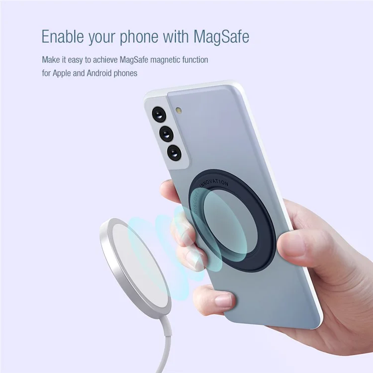 NILLKIN 2Pcs Universal Mobile Phone Round Magnetic Sticker Rings для MagSafe беспроводной зарядки - Черный