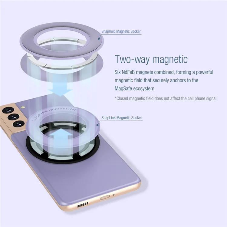 NILLKIN 2Pcs Universal Mobile Phone Round Magnetic Sticker Rings для MagSafe беспроводной зарядки - Черный