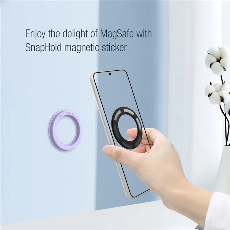 NILLKIN 2Pcs Universal Mobile Phone Round Magnetic Sticker Rings для MagSafe беспроводной зарядки - Черный