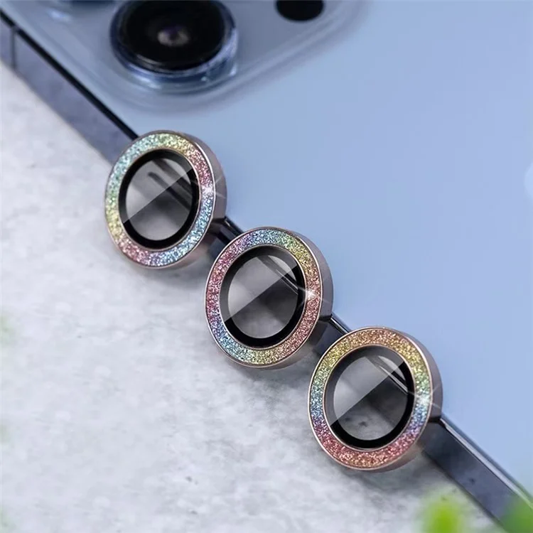 Kuzom 3pcs/set HD Lens Lens de Camão de Vidro Claro Tampa de Lente Anti-fingerprint Com Moldura de pó Brilhante Para Iphone 13 Pro 6,1 Polegadas/máximo 6,7 Polegadas - Multicolorido