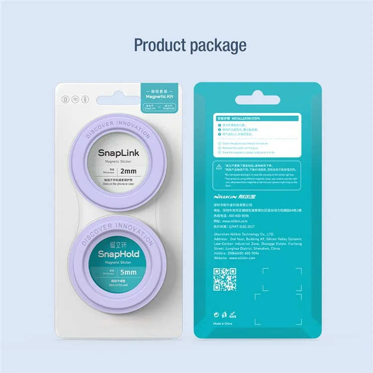 NILLKIN 1 Set Magnetic Ring Holder Self-adhesive SnapHold SnapLink Magnetic Mount Stand Phone Bracket - Green