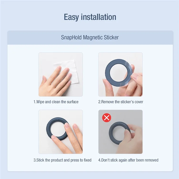 NILLKIN 1 Set Magnetic Ring Holder Self-adhesive SnapHold SnapLink Magnetic Mount Stand Phone Bracket - Green