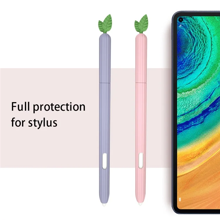 For Samsung Galaxy Tab S7 T870 Silicone Stylus Pen Holder Vegetables Style Anti-Slip Sleeve Skin Pocket Cover - Orange