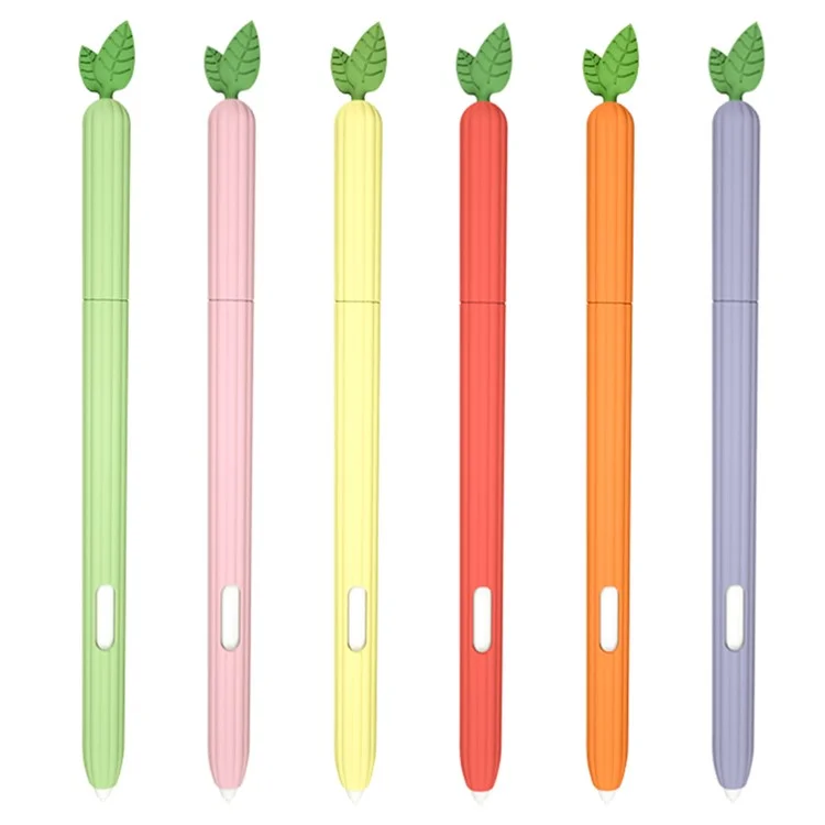 For Samsung Galaxy Tab S7 T870 Silicone Stylus Pen Holder Vegetables Style Anti-Slip Sleeve Skin Pocket Cover - Orange