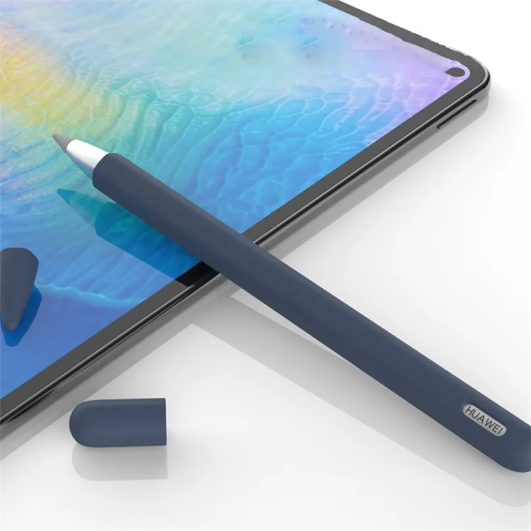 For Huawei M-Pencil 1st Generation Silicone Stylus Pen Cover Holder Anti-Slip Pen Sleeve with Protective Nib Cover - Midnight Blue