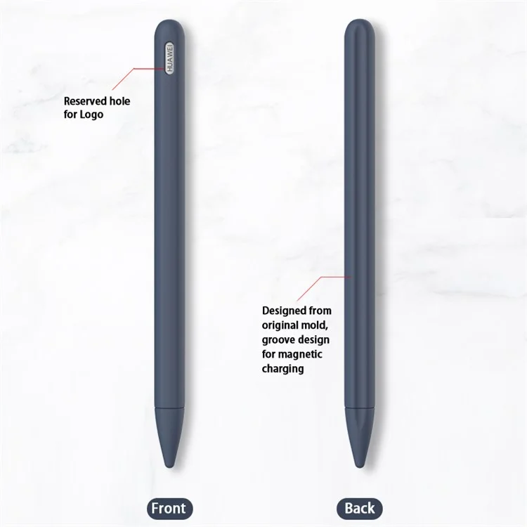 For Huawei M-Pencil 1st Generation Silicone Stylus Pen Cover Holder Anti-Slip Pen Sleeve with Protective Nib Cover - Midnight Blue