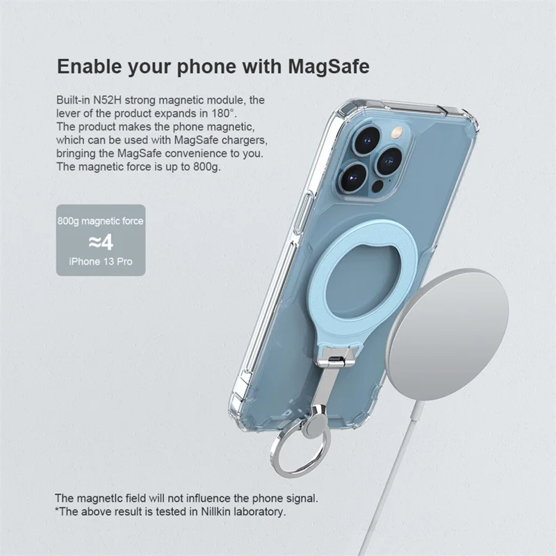 NILLKIN SnapGrip Stick-On Adhesive Type Magnetic Wireless Charging Ring Holder - Sky Blue