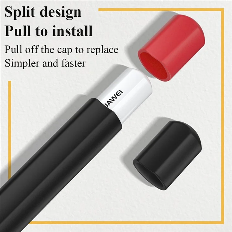 For Huawei M-Pencil 2nd Generation Stylus Liquid Silicone Sleeve Cover Soft Smooth Grip Anti-Slip Protective Skin Case with Pen Cap - Black