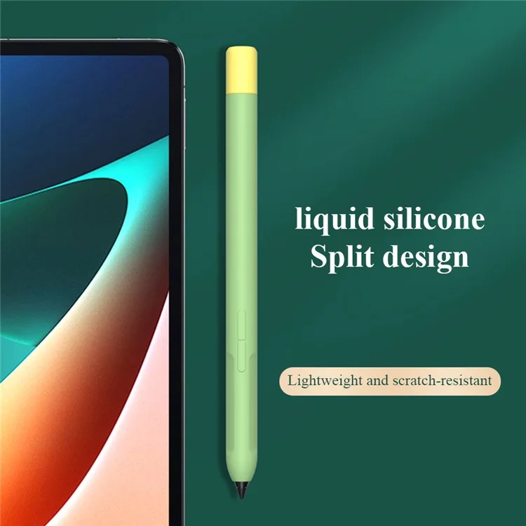 Para Xiaomi Inspired Stylus Anti-Slip Case Liquid Silicone Holder Sleeve Skin Cover com Pen Cap - Preto