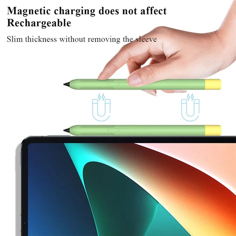 Para Xiaomi Inspired Stylus Anti-Slip Case Liquid Silicone Holder Sleeve Skin Cover com Pen Cap - Preto