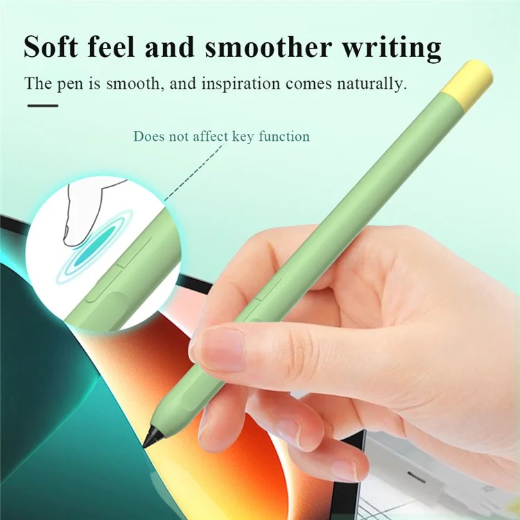 Para Xiaomi Inspired Stylus Anti-Slip Case Liquid Silicone Holder Sleeve Skin Cover com Pen Cap - Preto