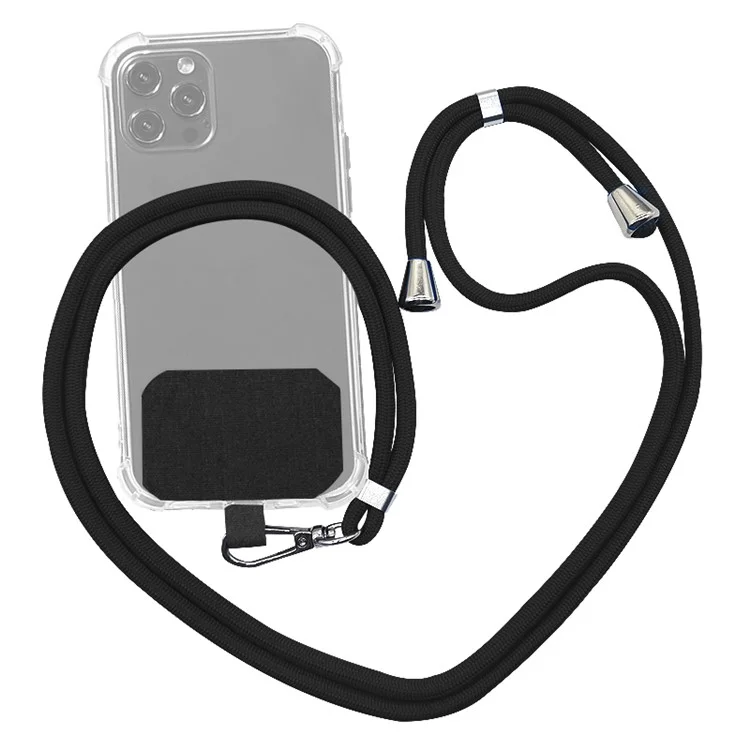 Multi-functional Mobile Phone Lanyard Hand Rope Adjustable Wrist Strap with Cards - Black