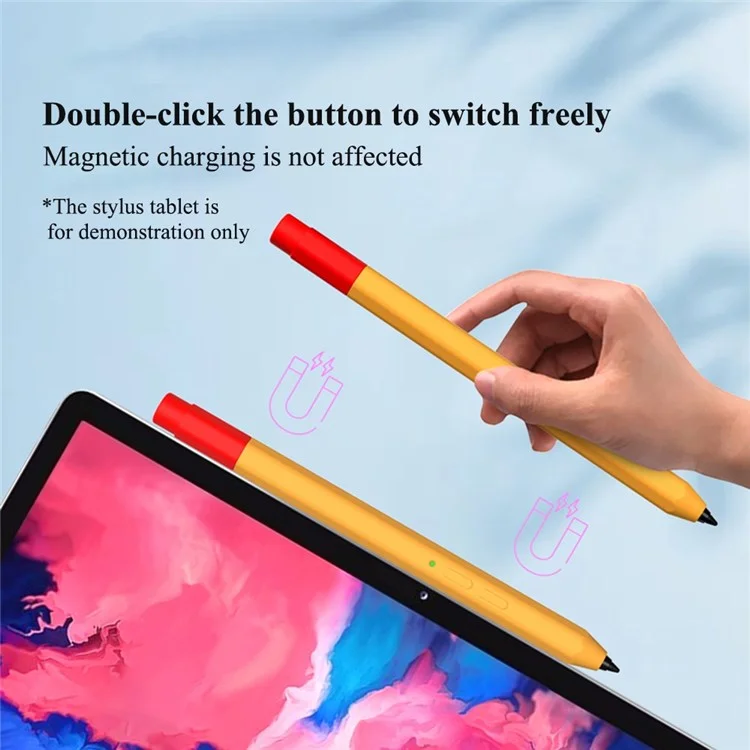 For Lenovo Xiaoxin Stylus Contrast Color Liquid Silicone Protective Pencil Case Wrap Cover Sleeve - Black