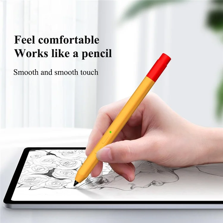 For Lenovo Xiaoxin Stylus Contrast Color Liquid Silicone Protective Pencil Case Wrap Cover Sleeve - Black