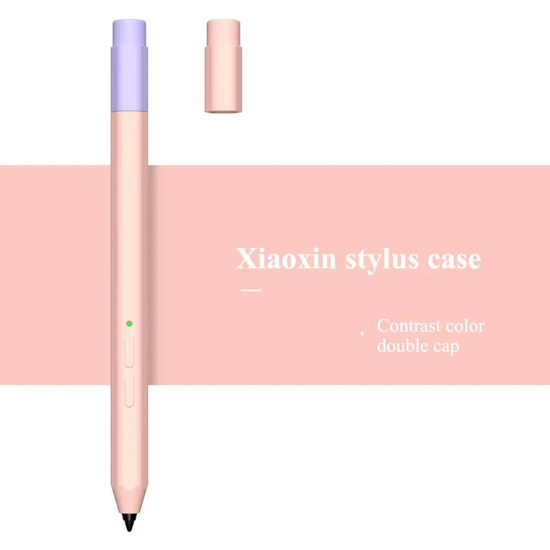 For Lenovo Xiaoxin Stylus Contrast Color Liquid Silicone Protective Pencil Case Wrap Cover Sleeve - Pink