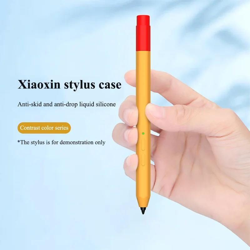 For Lenovo Xiaoxin Stylus Contrast Color Liquid Silicone Protective Pencil Case Wrap Cover Sleeve - Pink