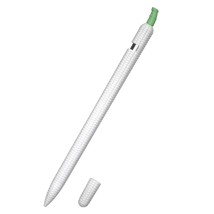 Für Den Apfelstift (1. Generation) Farbenfrohe Cartoon Mais-geformtes Flüssiges Silikon-stift-stifthülsen-anti-schlupf-anti-drogen-stiftstift-abdeckung - Weiß