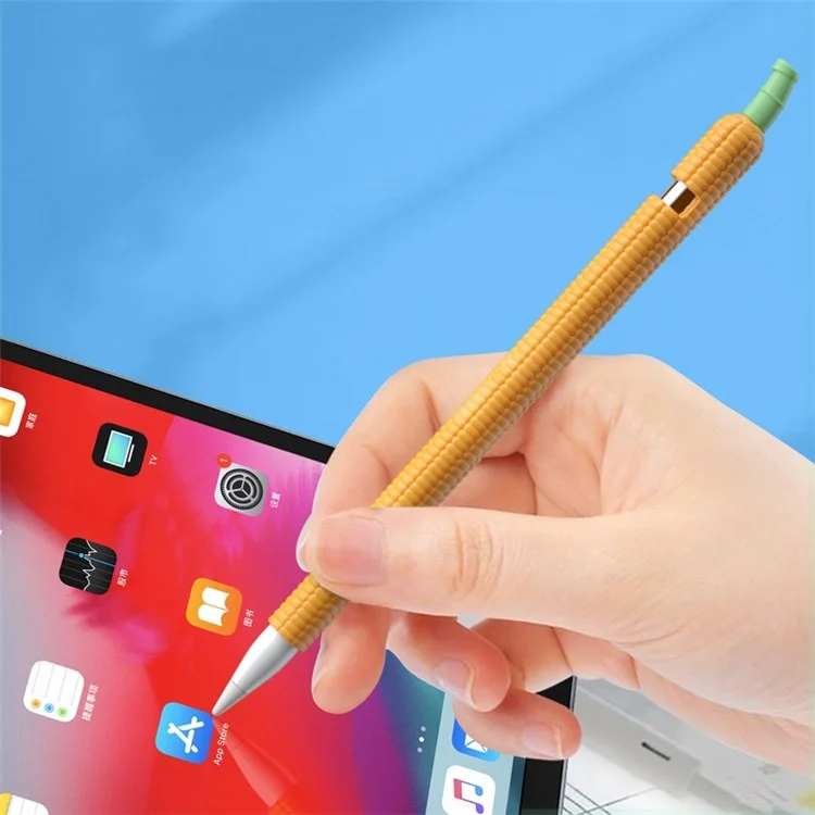 Para Apple Pencil (1ª Geração) Colorido Desenho Animado em Forma de Milho Líquido Silicone Caneta Caneta Anti-derramamento de Caneta Anti-derrubada Caneta Caneta Caneta - Branco