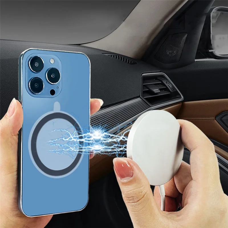 Magnetic Adapter Ring Wireless Charging Conversion Kit with Sticker for Magnetic Wireless Charger - Navy Blue