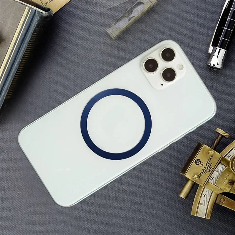 Magnetic Adapter Ring Wireless Charging Conversion Kit with Sticker for Magnetic Wireless Charger - Navy Blue