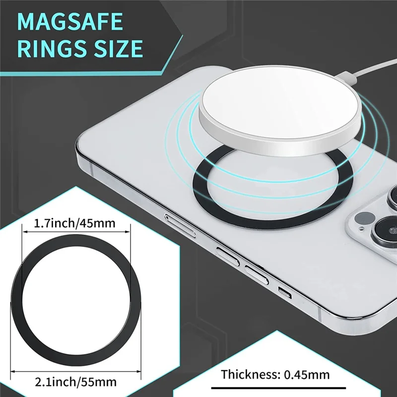 Magnetic Adapter Ring Wireless Charging Conversion Kit with Sticker for Magnetic Wireless Charger - Navy Blue