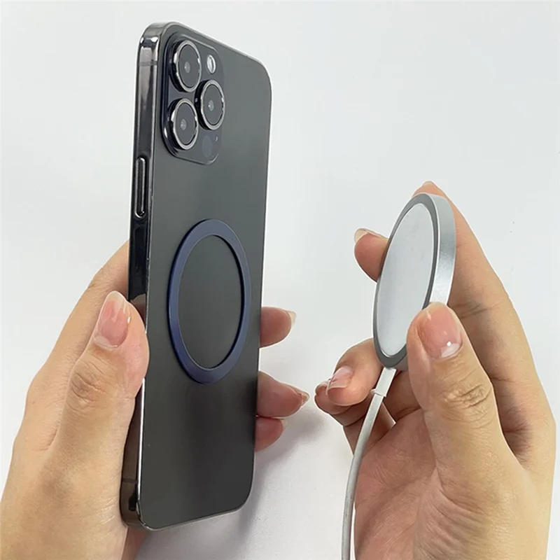 Magnetic Adapter Ring Wireless Charging Conversion Kit with Sticker for Magnetic Wireless Charger - Navy Blue