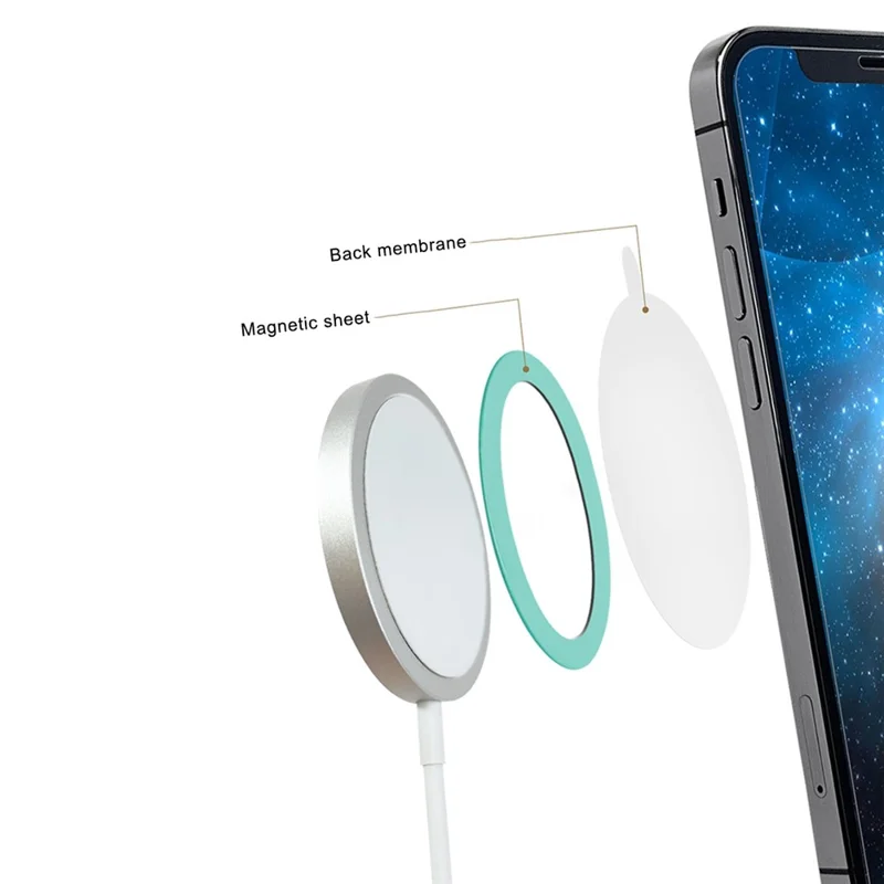 Magnetic Adapter Ring Wireless Charging Conversion Kit with Sticker for Magnetic Wireless Charger - Baby Blue
