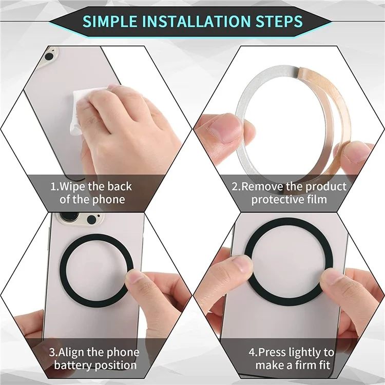 Magnetic Adapter Ring Wireless Charging Conversion Kit with Sticker for Magnetic Wireless Charger - Light Purple