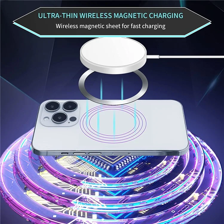 Magnetic Adapter Ring Wireless Charging Conversion Kit with Sticker for Magnetic Wireless Charger - Light Purple